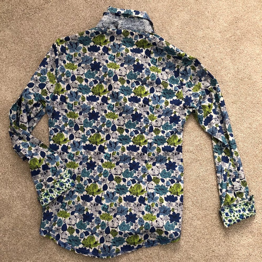 George Roth Floral Ruffle Front Button Down Shirt - Picture 6 of 6